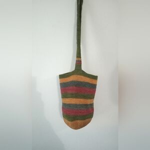 1960's Crocheted Hippie Hemp Sling Beehive Bag
